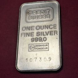 Silver .999 Bar 1oz. Credit Suisse Vintage 