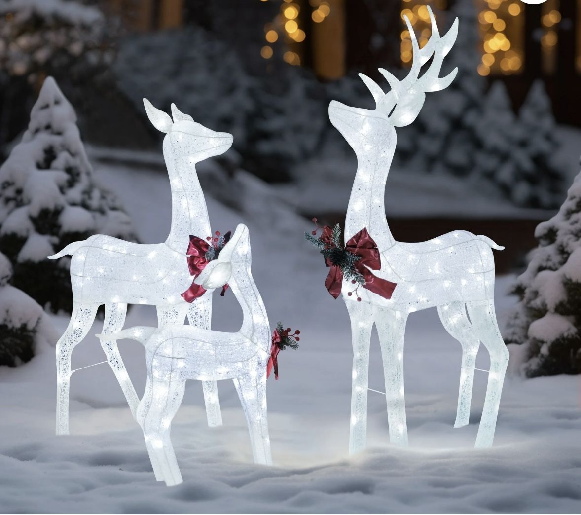 VEIKOUS Christmas Deer Family Set Decoration for Indoor & Outdoor With LED