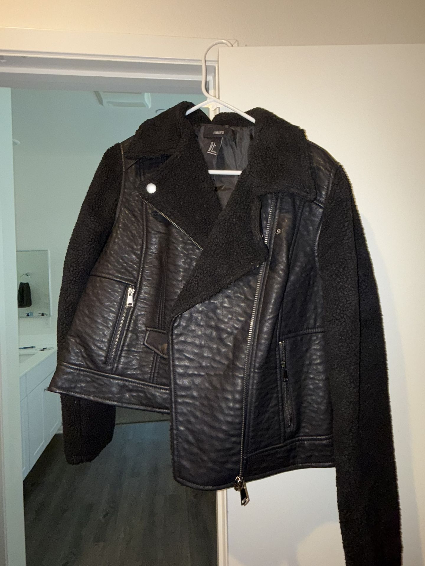 Women’s Faux Leather Sherpa Jacket