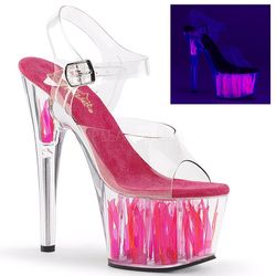 7" Glow in dark clear ankle strap platform sandal