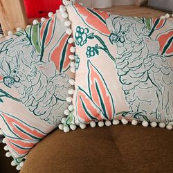 Opalhouse Tropical Parrot Print Throw Pillows with Pom-Pom Trim