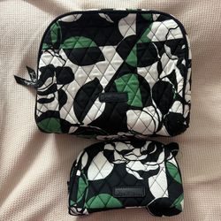 Vera Bradley Imperial Rose SET of Large and Small Cosmetic makeup case storage 