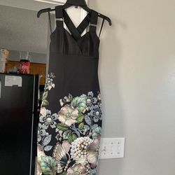 black designer floral dress