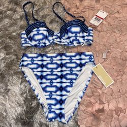 Michael by Michael kors blue and white bikini size extra small XS High waisted Bikini