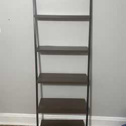 Brown And Metal Leaning Tower Shelf