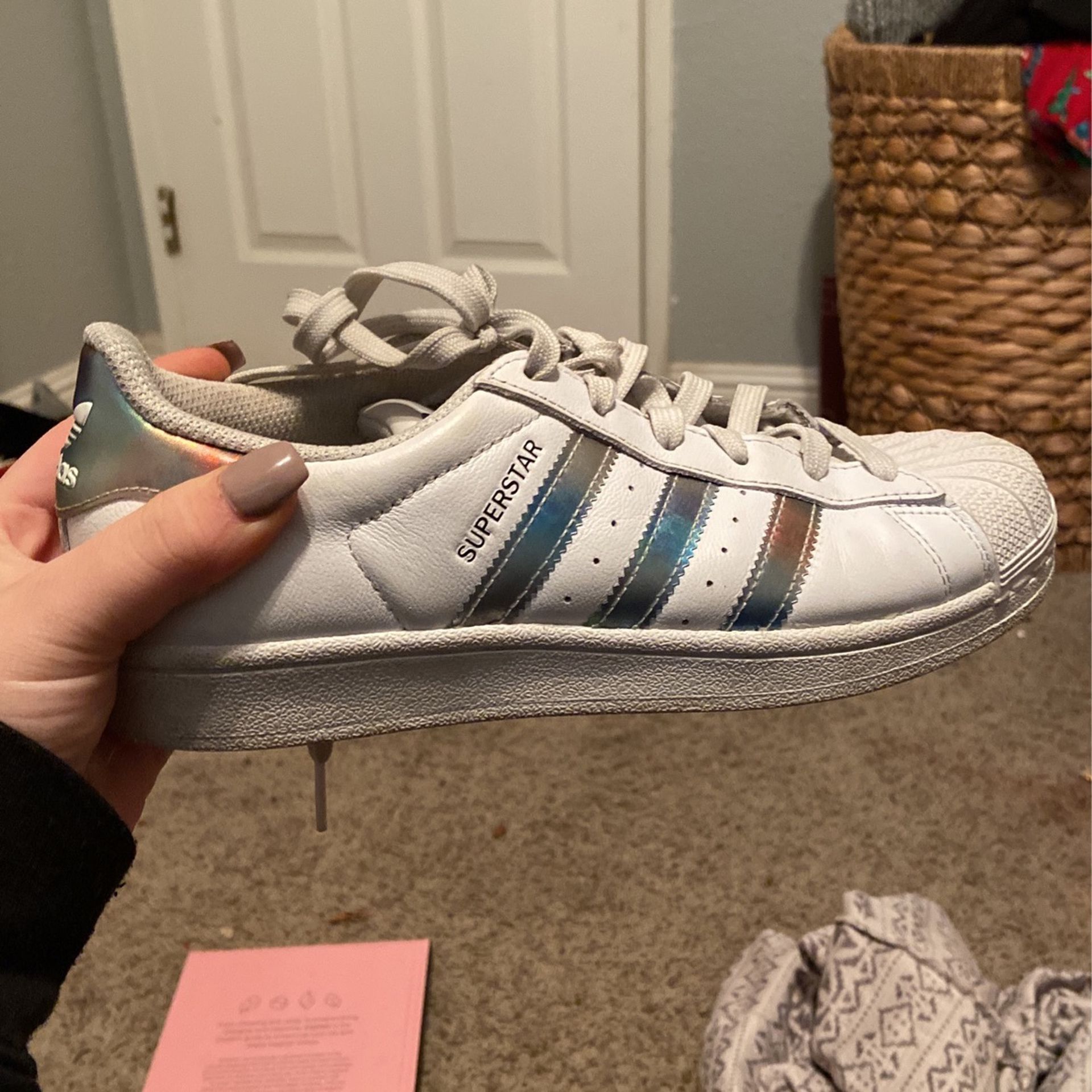 Adidas Holographic Tennis Shoes Shell Toe Women's Size for Sale in Modesto, CA - OfferUp