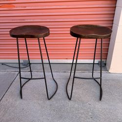 Pair of Wood and metal bar chairs