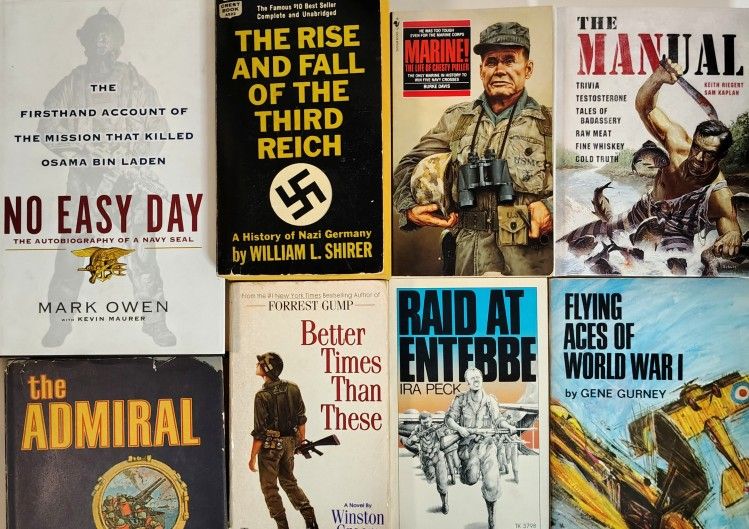 Military Fiction & Non Fiction Book Lot Of 8