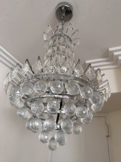 Crystal Ball Chandelier - Chrome Frame