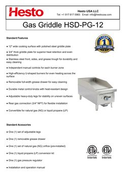 Hesto HSD-PG-12 Gas Griddle - New