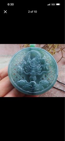 Exquisite carved Certificate Jadeite Jade Green Wealth Dragon pendant