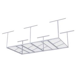 L605 GR48M Pro 4' x 8' Overhead Garage Storage Rack white  Reinforced hanging garage storage wire deck design guarantees a high loading capacity
