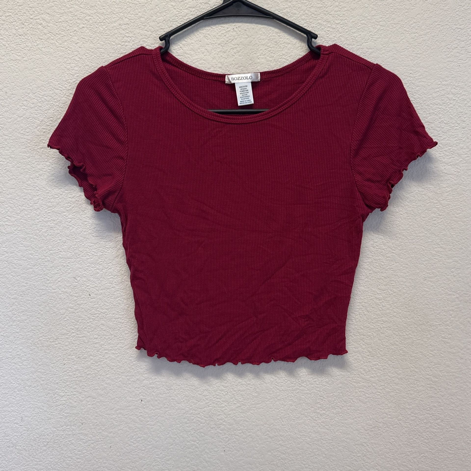 Bozzolo Medium M Women’s Burgundy Crop Top Shirt
