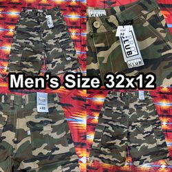 PRO CLUB Cargo Shorts Mens Size 32x12 Green Camo Heavy Outdoor Shorts Pants