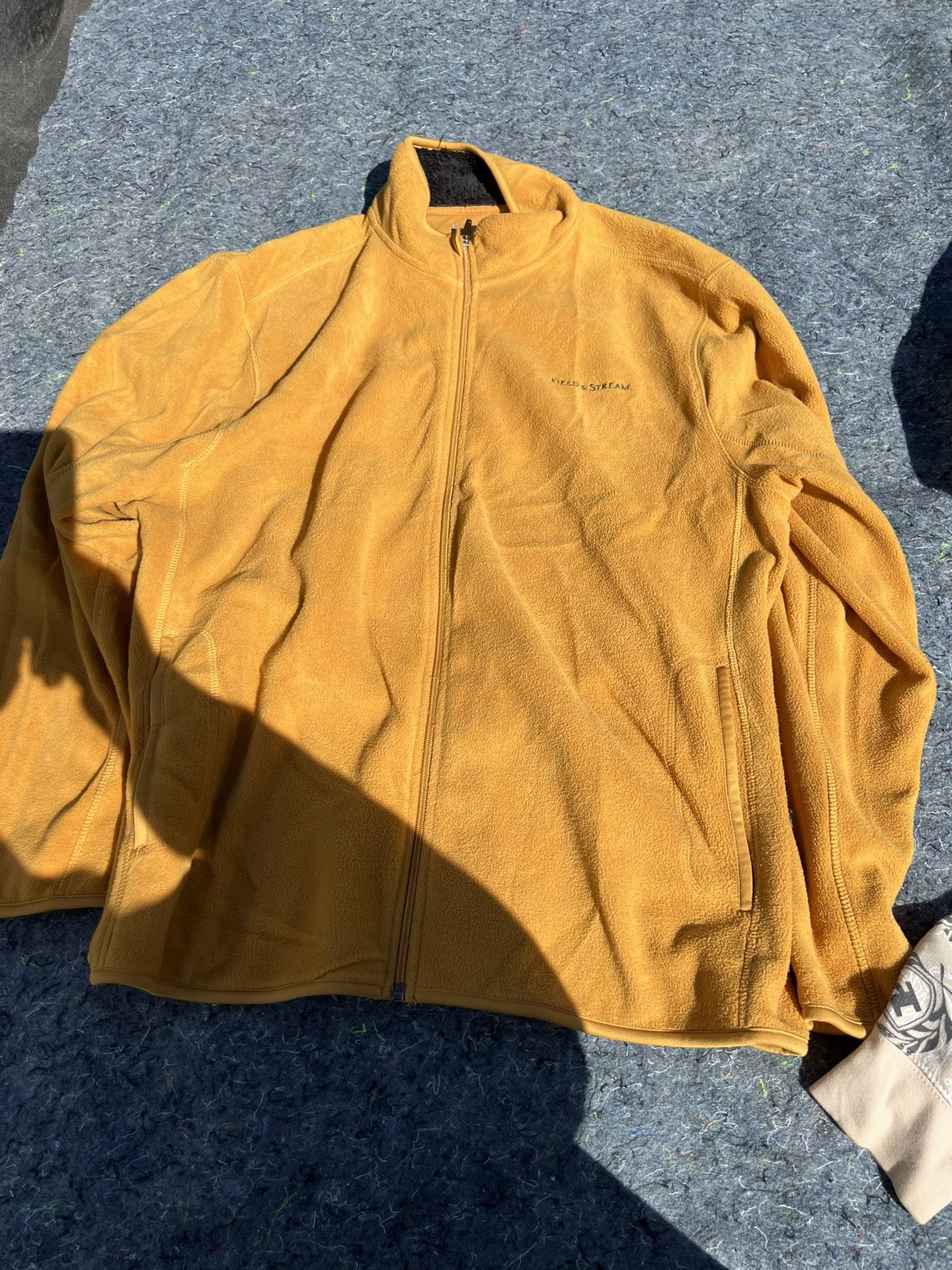Field and Stream Full Zip Gold  Fleece Cotton Sweater Jacket  Size XXL