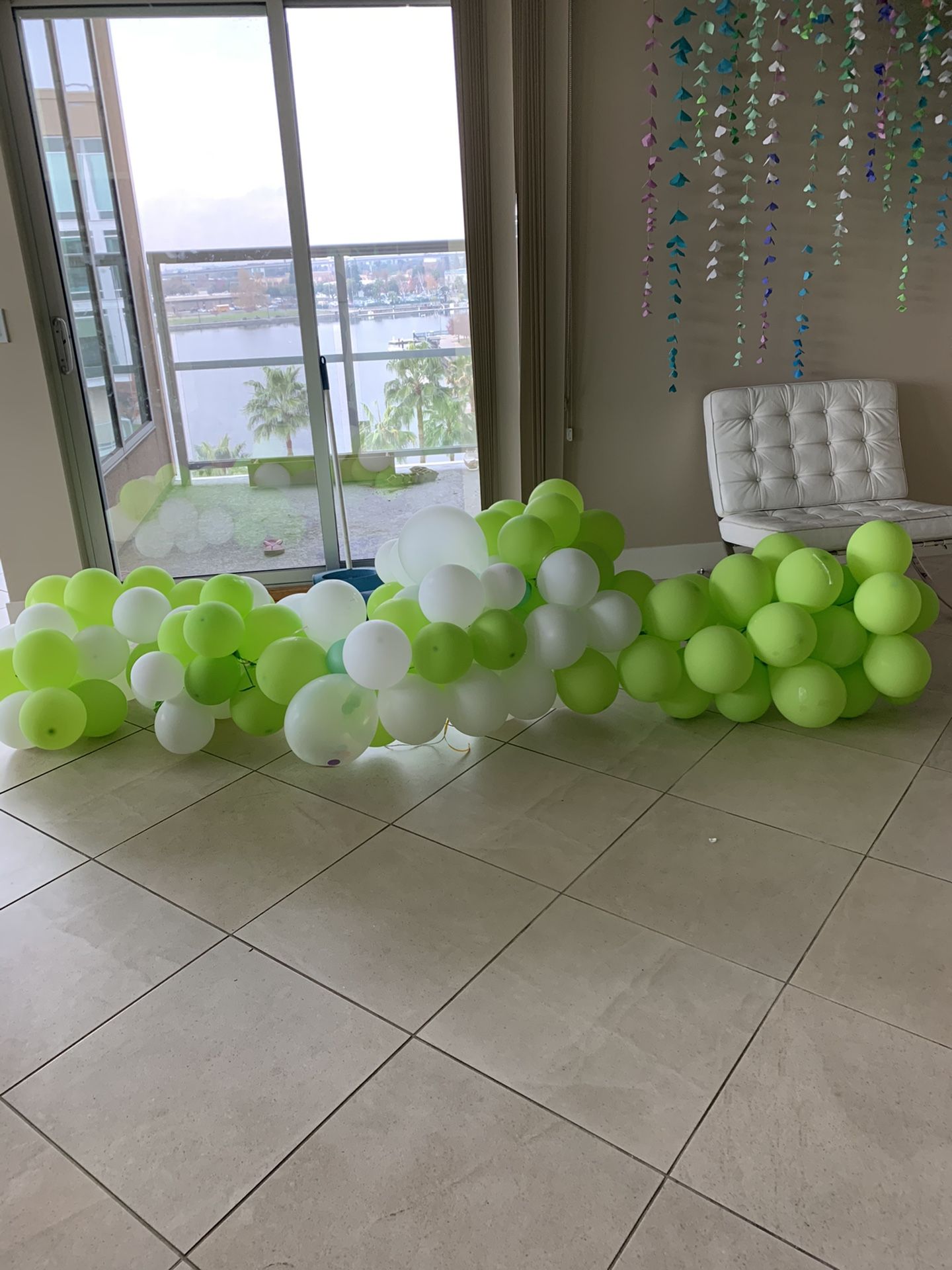 FREE lime green/white balloon arch