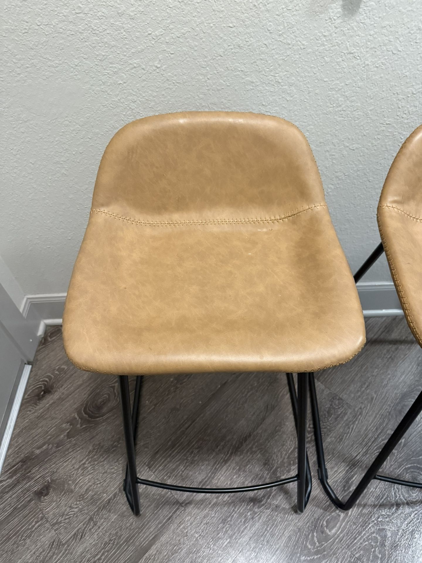 Moving Sale - Set of 2 Tan Faux Leather Bar Stools
