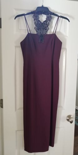 Maroon Beaded Halter top Dress