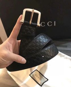 Gucci Half Print Pin Buckle Men's Black 4cm Wide With Receipt\Box