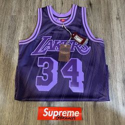 Mitchell & Ness LA Lakers 34 Shaq O'Neal Monochrome Purple 96-97 Swingman Jersey Size Small