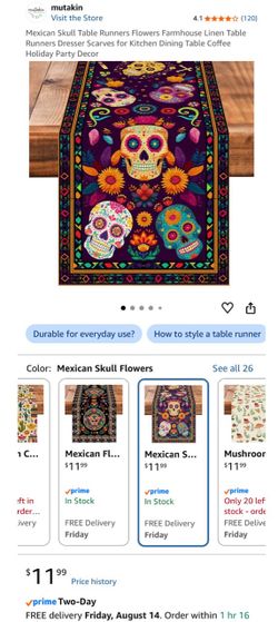 Mexican skull table runner