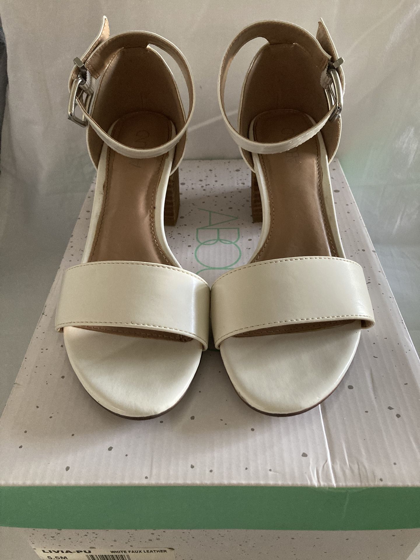 White Chunky Heel with Ankle Straps