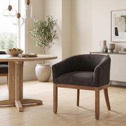 Homy Casa Leto Mid Century Modern Upholstered Barrel Dining Chair, Kitchen and Dining Accent Chair Open Box