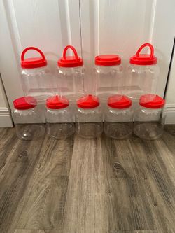 10 Plastic Containers With Lids and Handles (8”H x 6”D) $20 For All Firm on Price