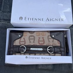 Etienne Aigner Wallet Lazaro Personal Assets Tan and Black 