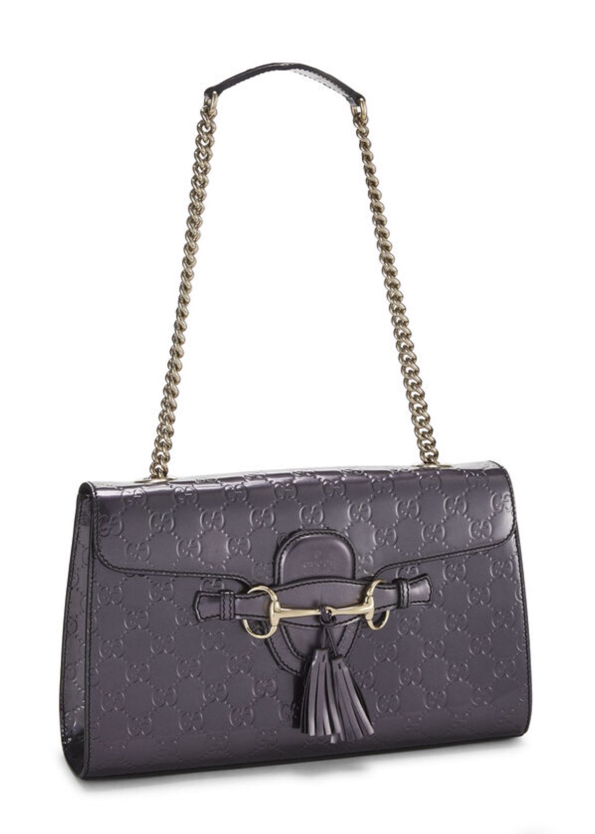 Brand New Gucci Gray Purple Grey Guccissima Patent Leather Emily Chain Shoulder Bag $780 !!!ACCEPTING OFFERS!!!
