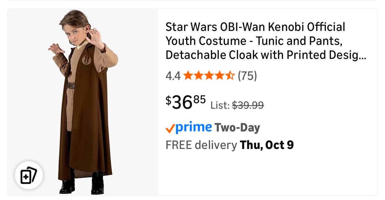 Obi-Wan Kenobi Kid Costume: Star Wars
