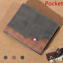 Men's High-capacity Leather Wallet, Small Slot Photo Wallet for Coins, Vintage Wallet 
