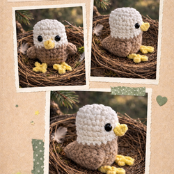 Big Bear bald eagle Jackie Storm egg Homemade Crochet Bald Eagle Plushie Stuffy Stuffed Animal