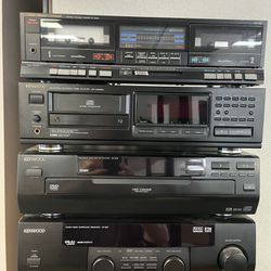 Kenwood Audio Video Receiver Be-507, 5 Disc Changer, Compact Disc Changer, Fischer Double Cassette Deck- With Remotes - See Photos 