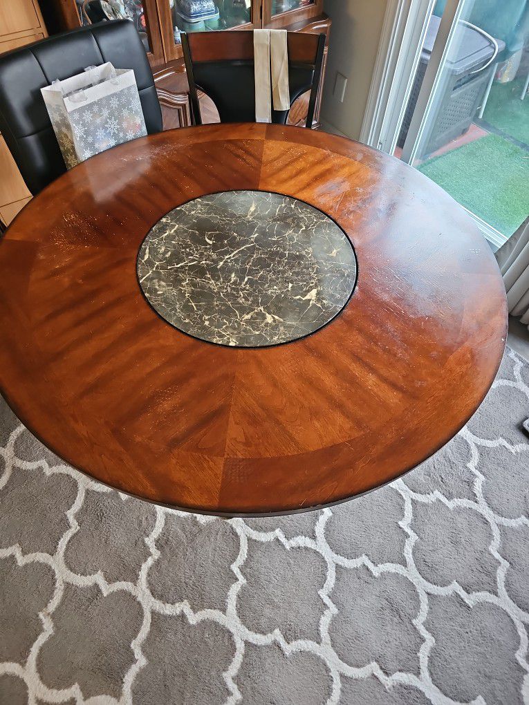 47in Dining Table With Lazy Susan 
