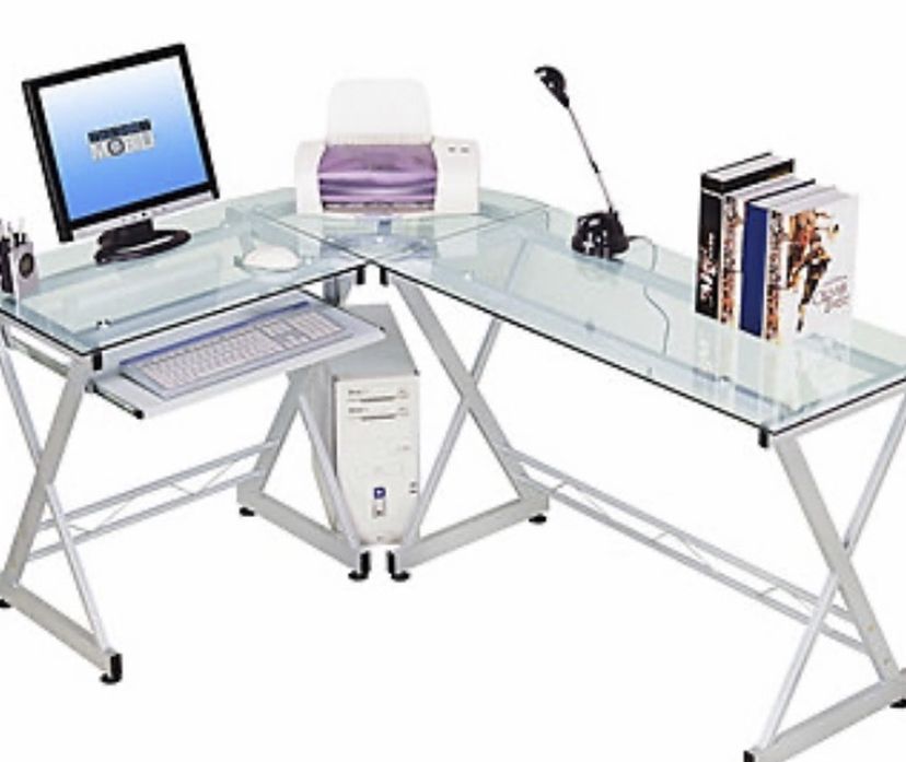 Techni Mobili L-shaped Glass Computer Desk