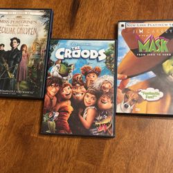 3 DVD’s-Miss Peregrine’s Home For Peculiar Children/The Croods/The Mask From Zero To Hero