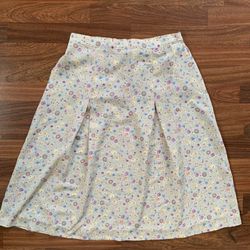 Fundamentals Things Vintage Pleated Front Elastic Back Waist Midi Skirt Size 12