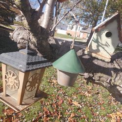 Vintage  Bird Houses & Feeder
