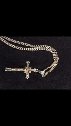 New!Necklace and cross / 925 silver coated with 18k gold
