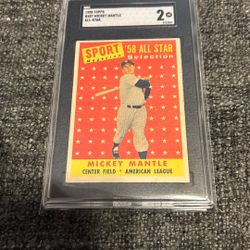 1958 Topps #487 Mickey Mantle All Star SGC 2