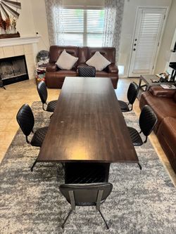 Dark Wood Dining Table with 6 Chairs