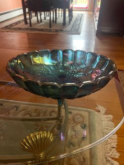Indiana Glass Carnival Blue harvest grape Bowl