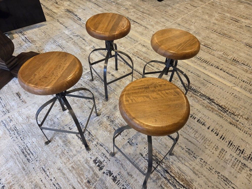 World Market Wood and Steel Stools (Set of 4)