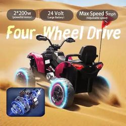 Boyel Living - 3+ Black and Pink 24V Kids Ride On UTV with Parents Remote Control Twin 80W Motors - Black Pink
