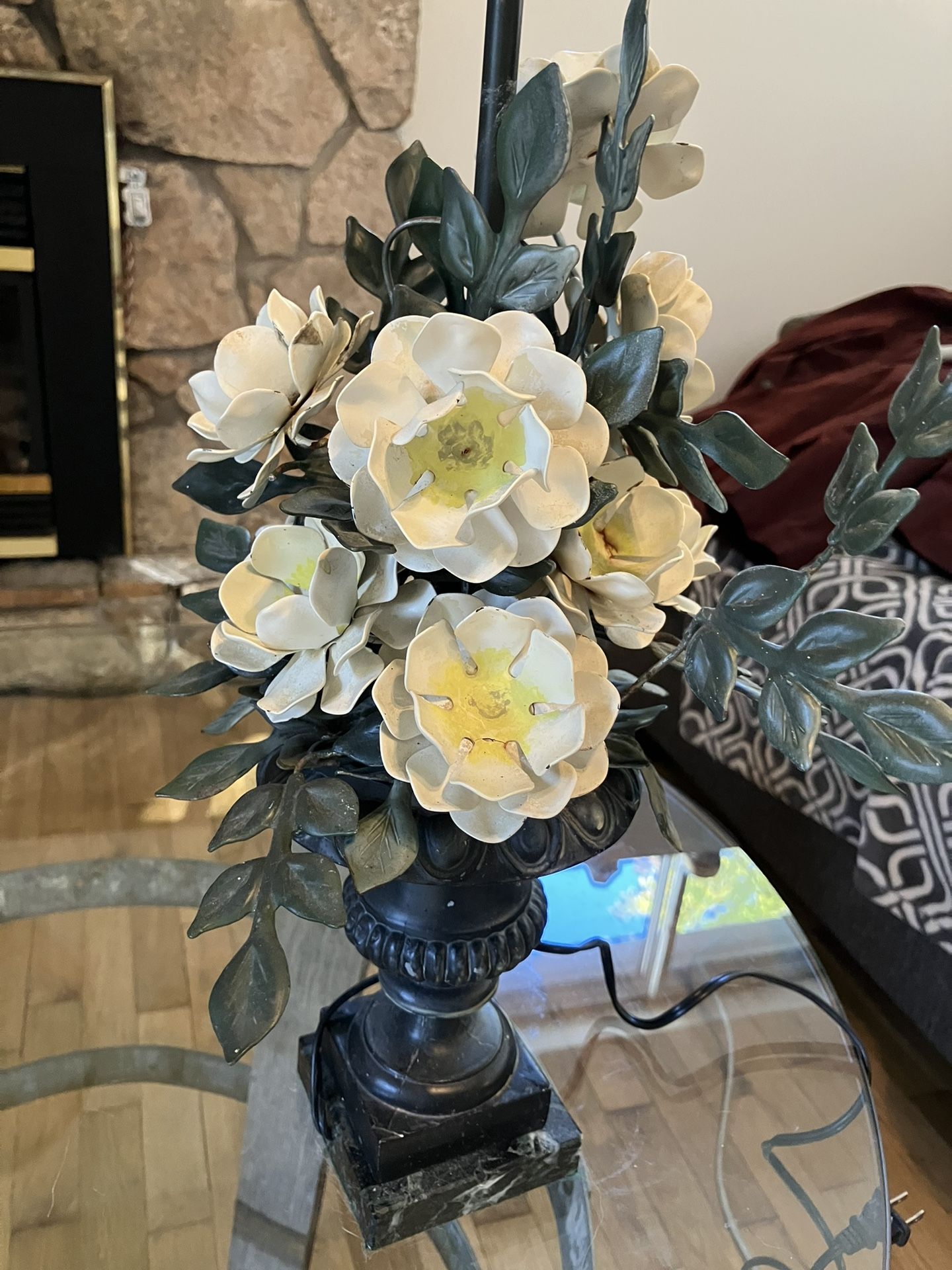 Antique Italian Floral Tole Lamp