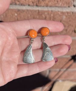 Orange Coral Earrings 