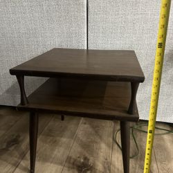 Vintage MCM Two-Tier Wood End Table 