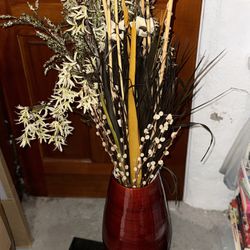 Beautiful Vase With Faux Flowers And Bamboo