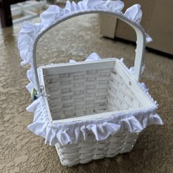 White Square Basket - For Easter Or Flower Girl